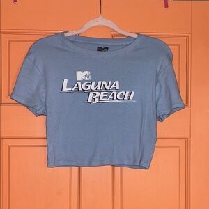 MTV Laguna Beach Sky Blue Cropped Tee